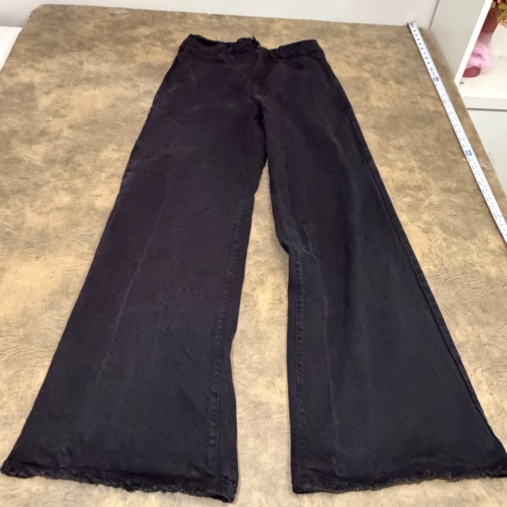 Good American Good Waist Palazzo Jeans Women 14/32 Black Wide Leg Stretch Heavy